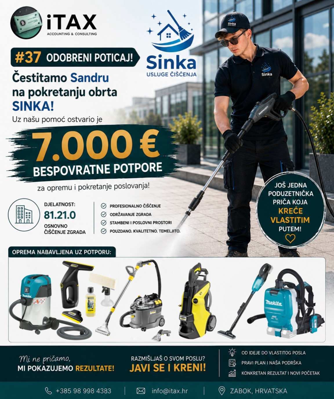 SINKA usluge čišćenja — odobreni poticaj 7.000 €
